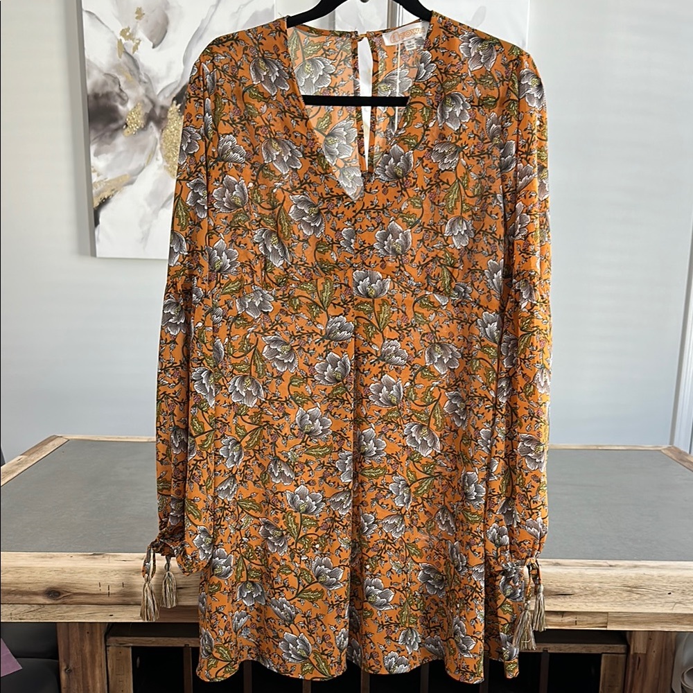 Floral Orange Midi Dress